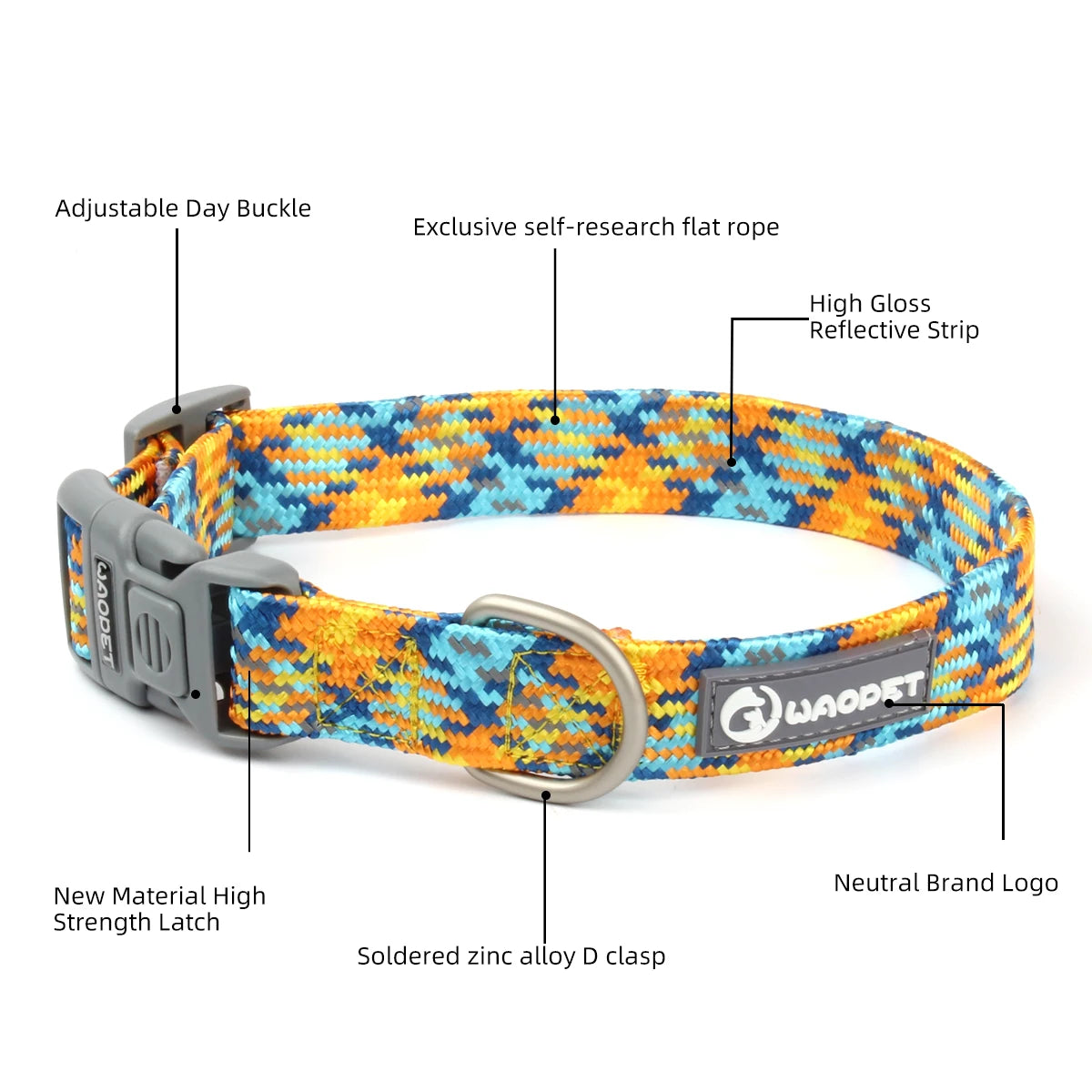 Waopet - Reflecterende Multicolor Halsband